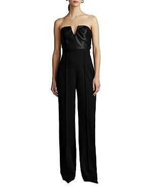 Womens Satin & Crepe Wide-Leg Bustier Jumpsuit Product Image