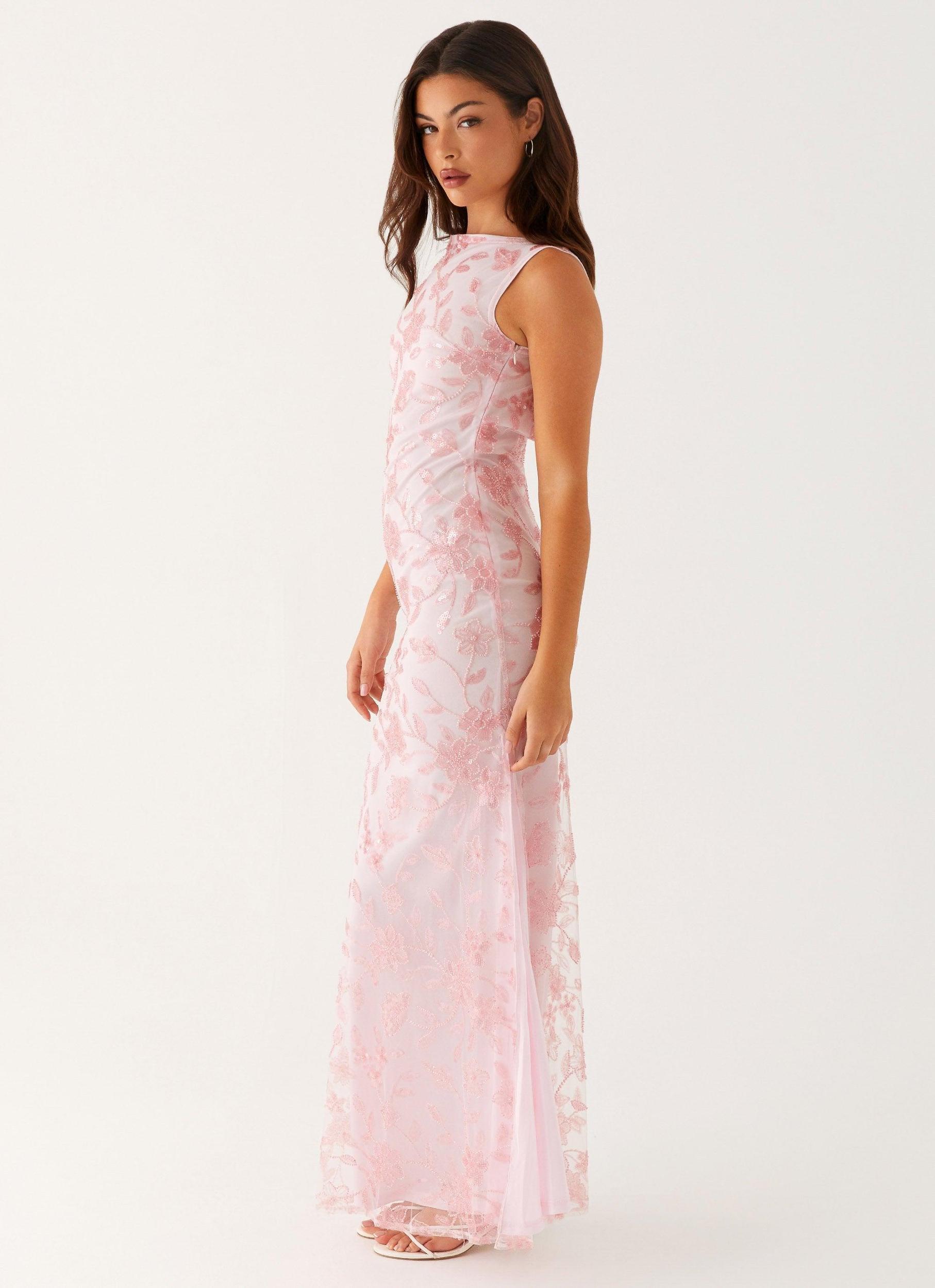 Moorey High Neck Maxi Dress - Pink Product Image