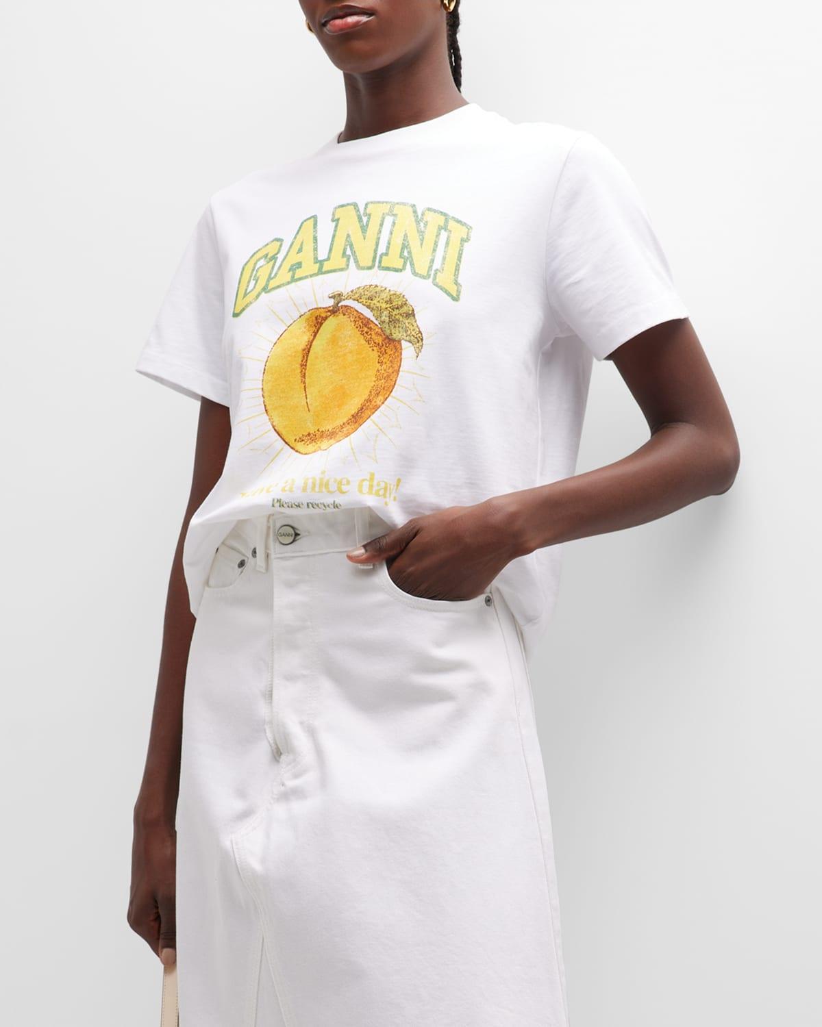 GANNI Basic Jersey Peach Relaxed Tee Bright White S Product Image