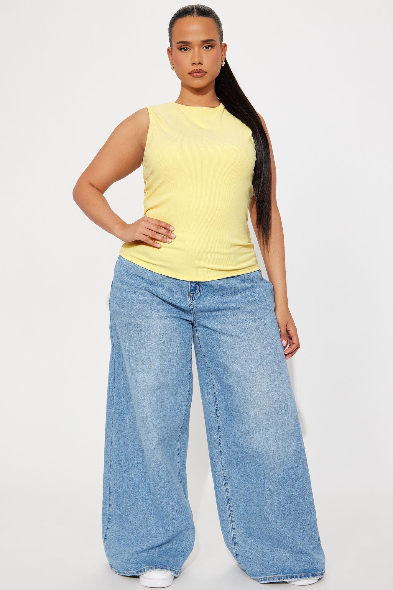 Erica Ribbed Cut Out Top - Butter Yellow Product Image