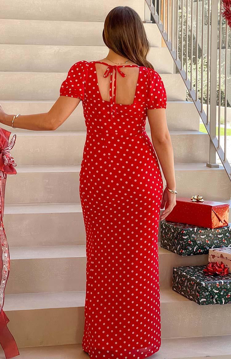 Lovella Red Polka Dot Maxi Dress Product Image