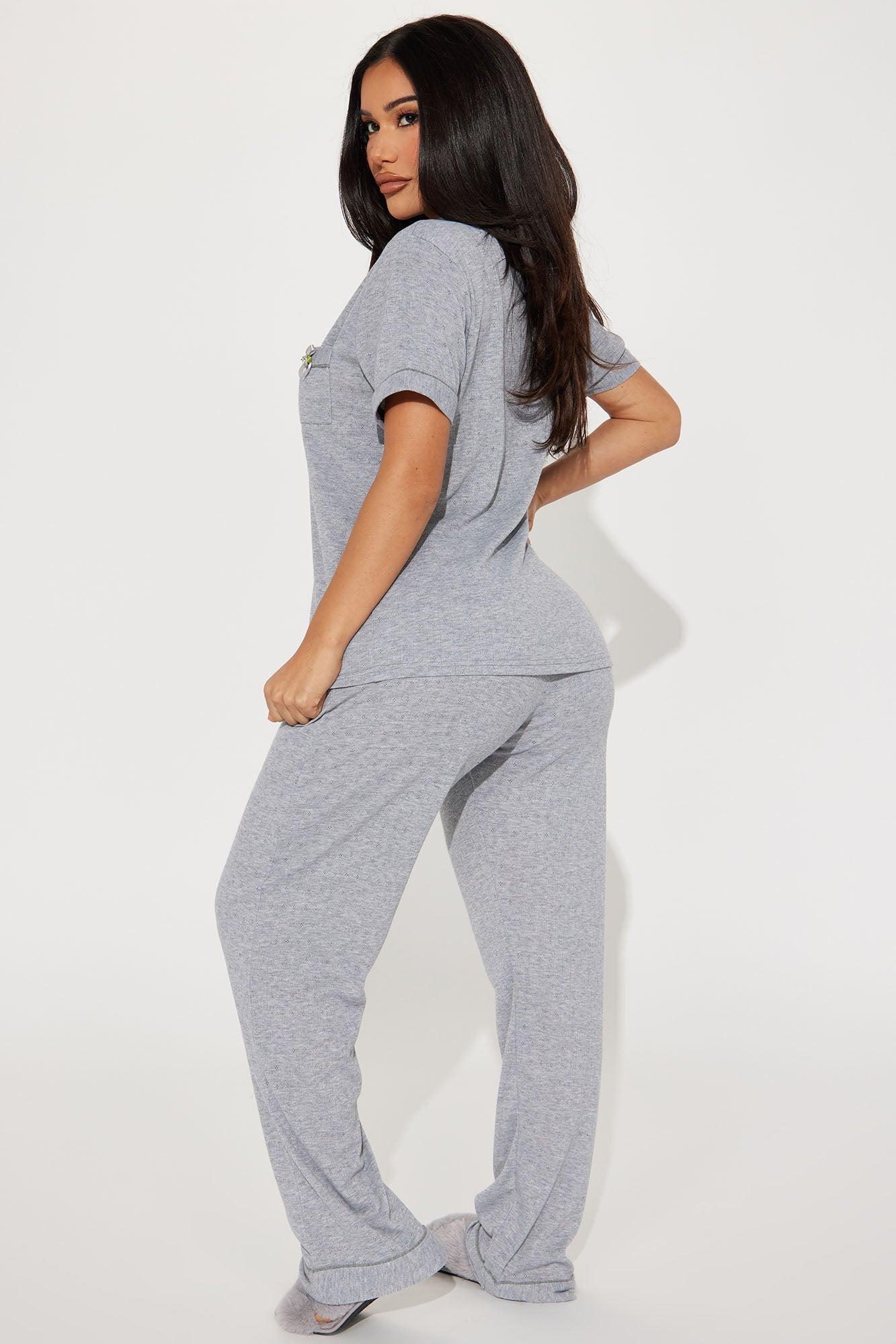 Sweetie Dreamy Pointelle PJ Pant Set - Grey Product Image