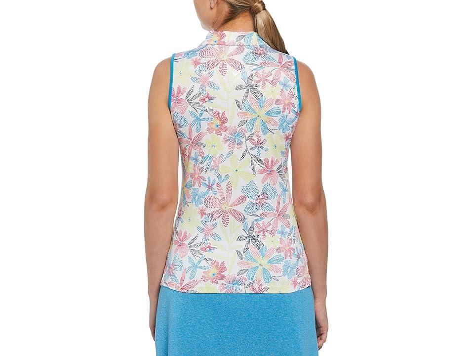 Callaway Chevron Floral Sleeveless Polo (Brilliant ) Women's Clothing Product Image