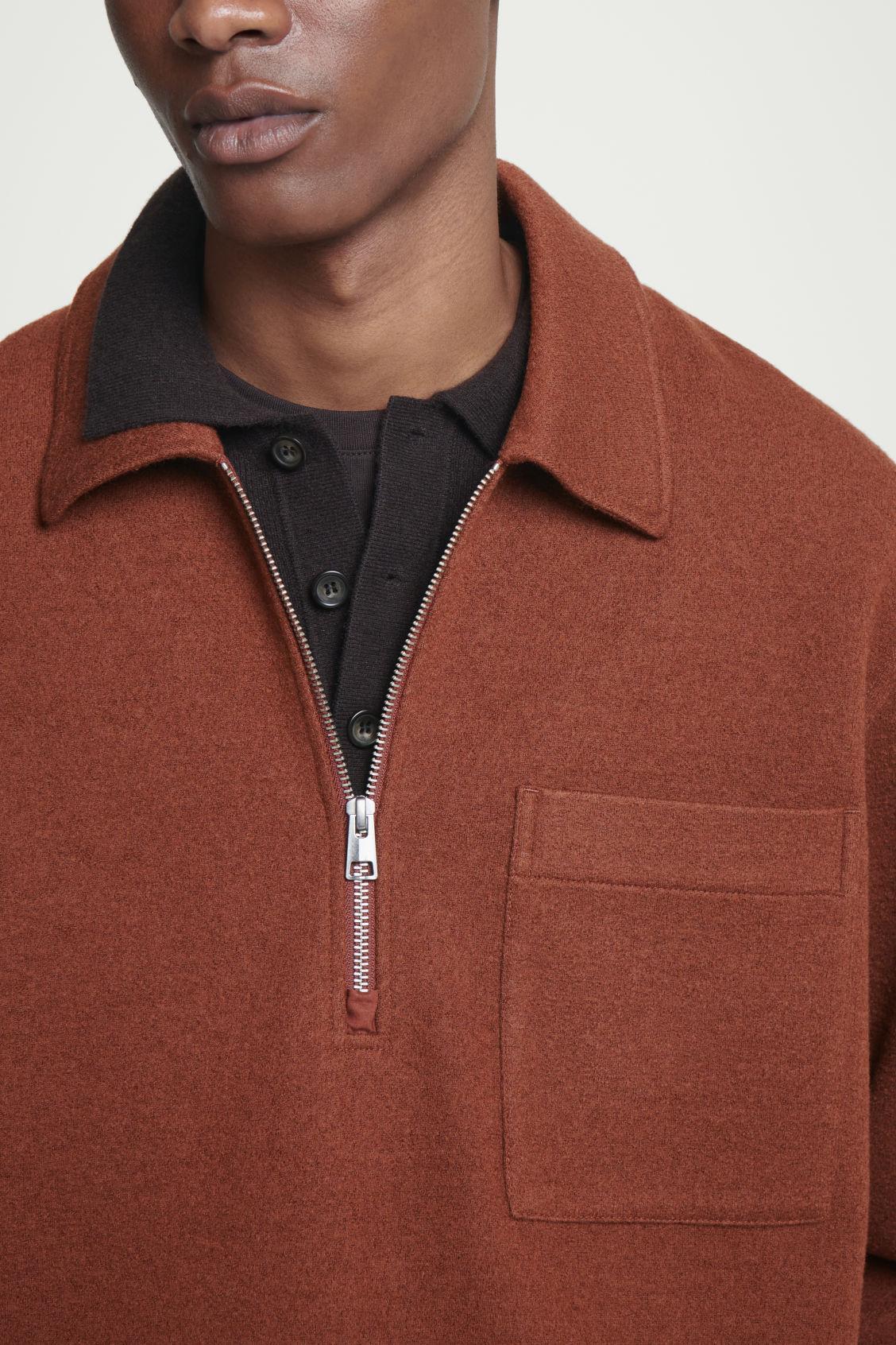 HALF-ZIP BOILED-WOOL SWEATER Product Image