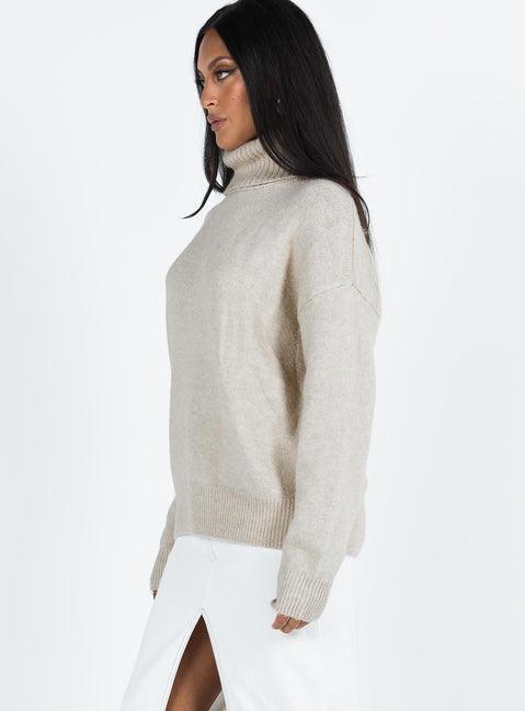 Oswin Turtleneck Sweater Oatmeal Product Image