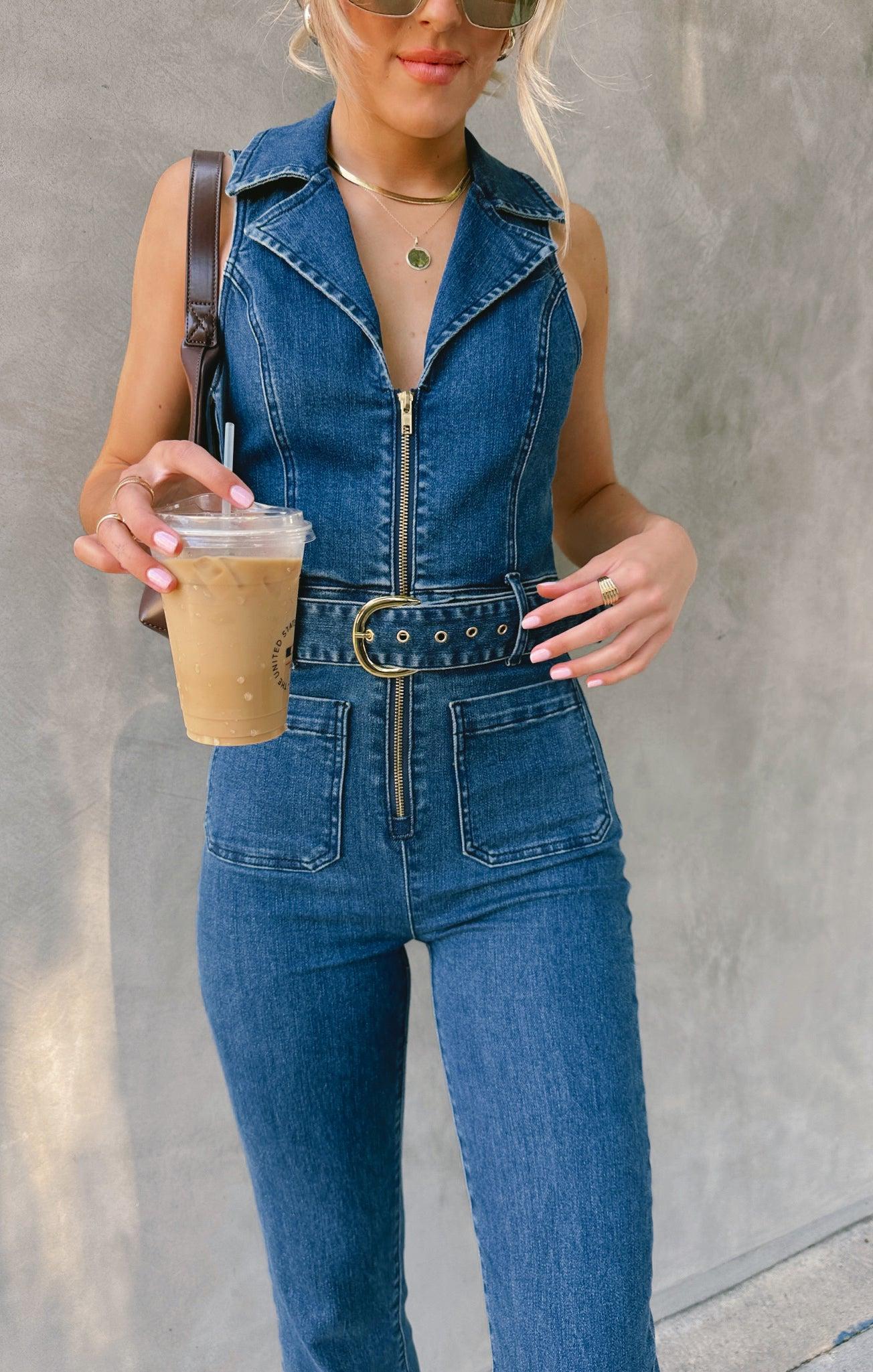 Jacksonville Cropped Jumpsuit ~ Lunar Blue Product Image