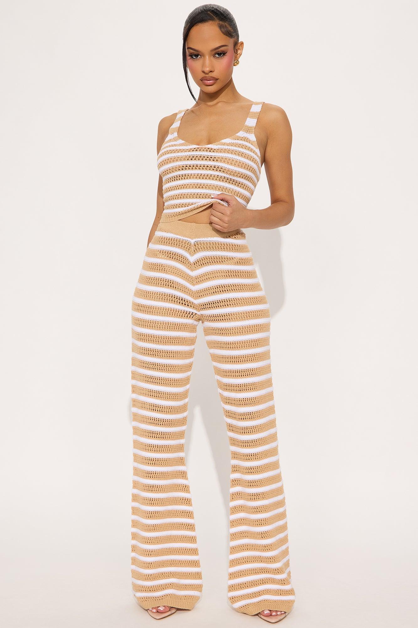 Lucky Crochet Pant Set - Taupe/combo Product Image