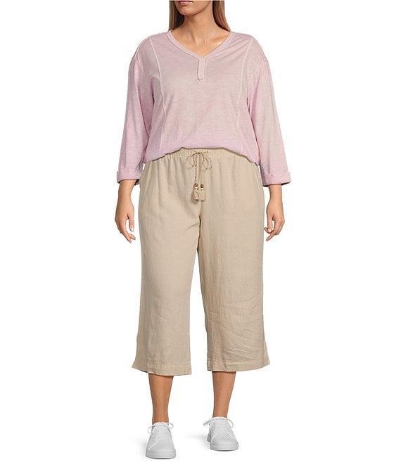 Westbound Plus Size Rolled 3/4 Sleeve Faux Henley Top Product Image