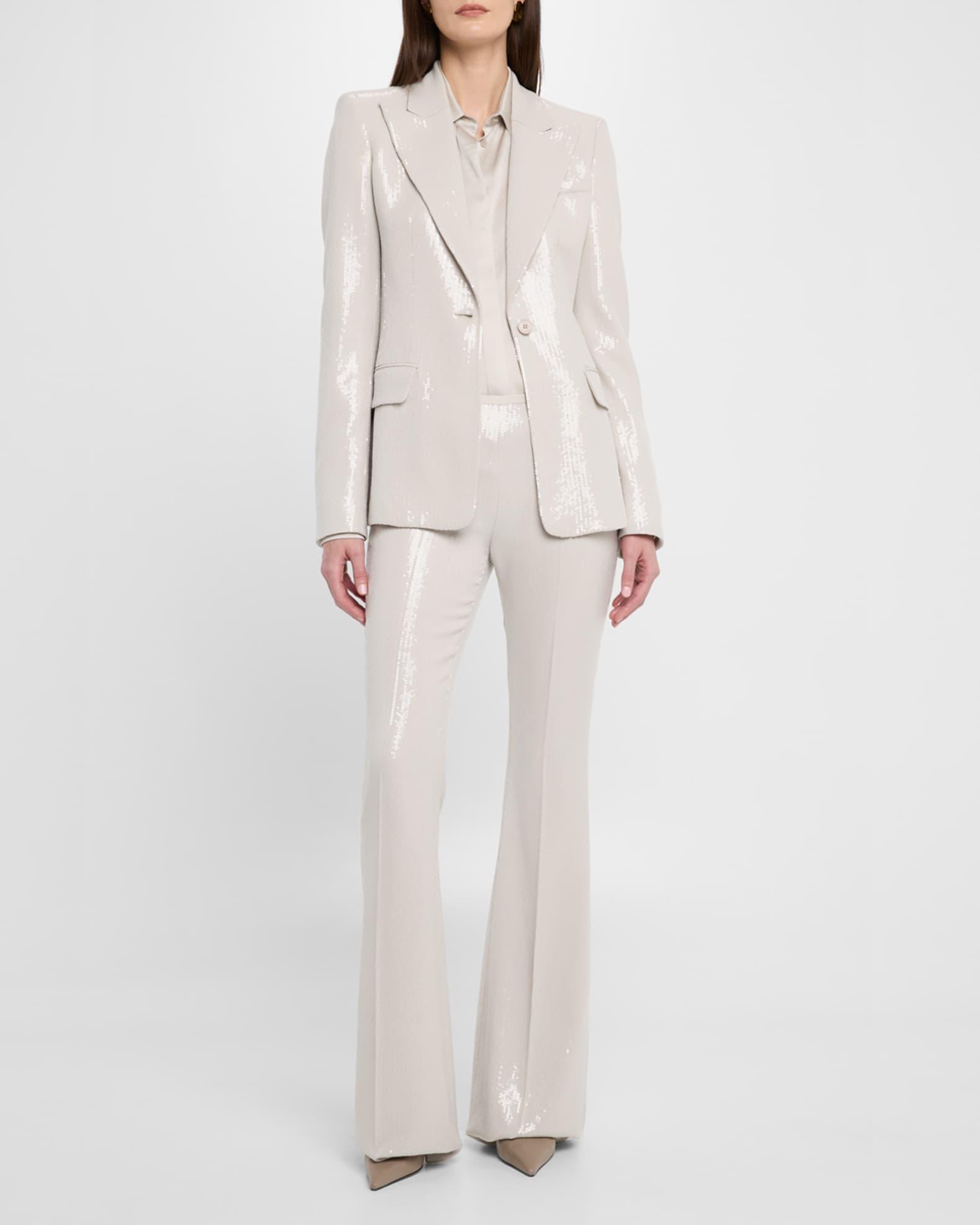 Sequined Side Zip Flared Trousers Product Image