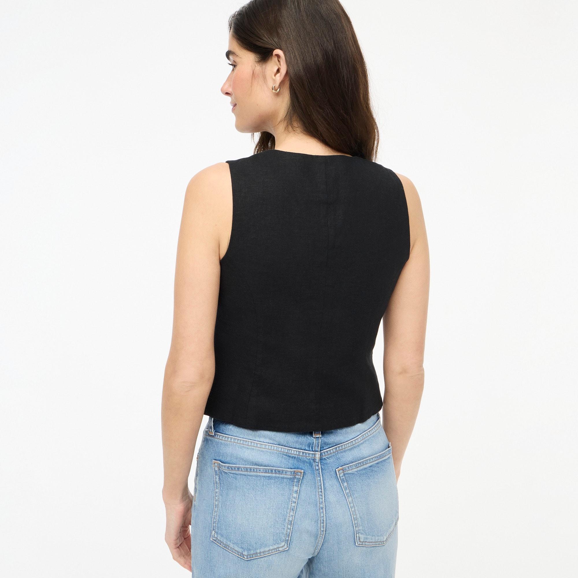 Button-front linen-blend vest Product Image