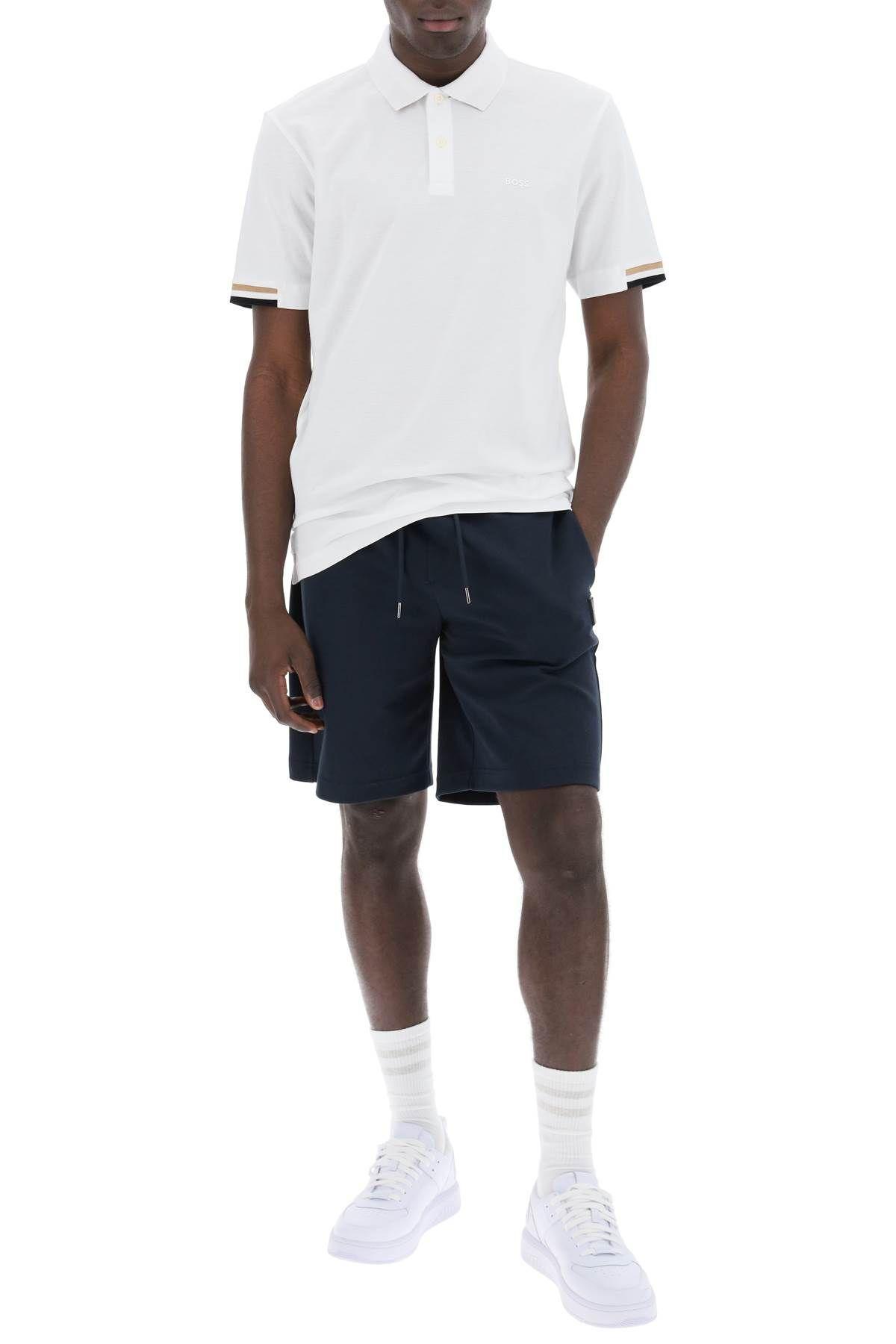 HUGO BOSS Parlay Polo Shirt With Stripe Detail In White Product Image