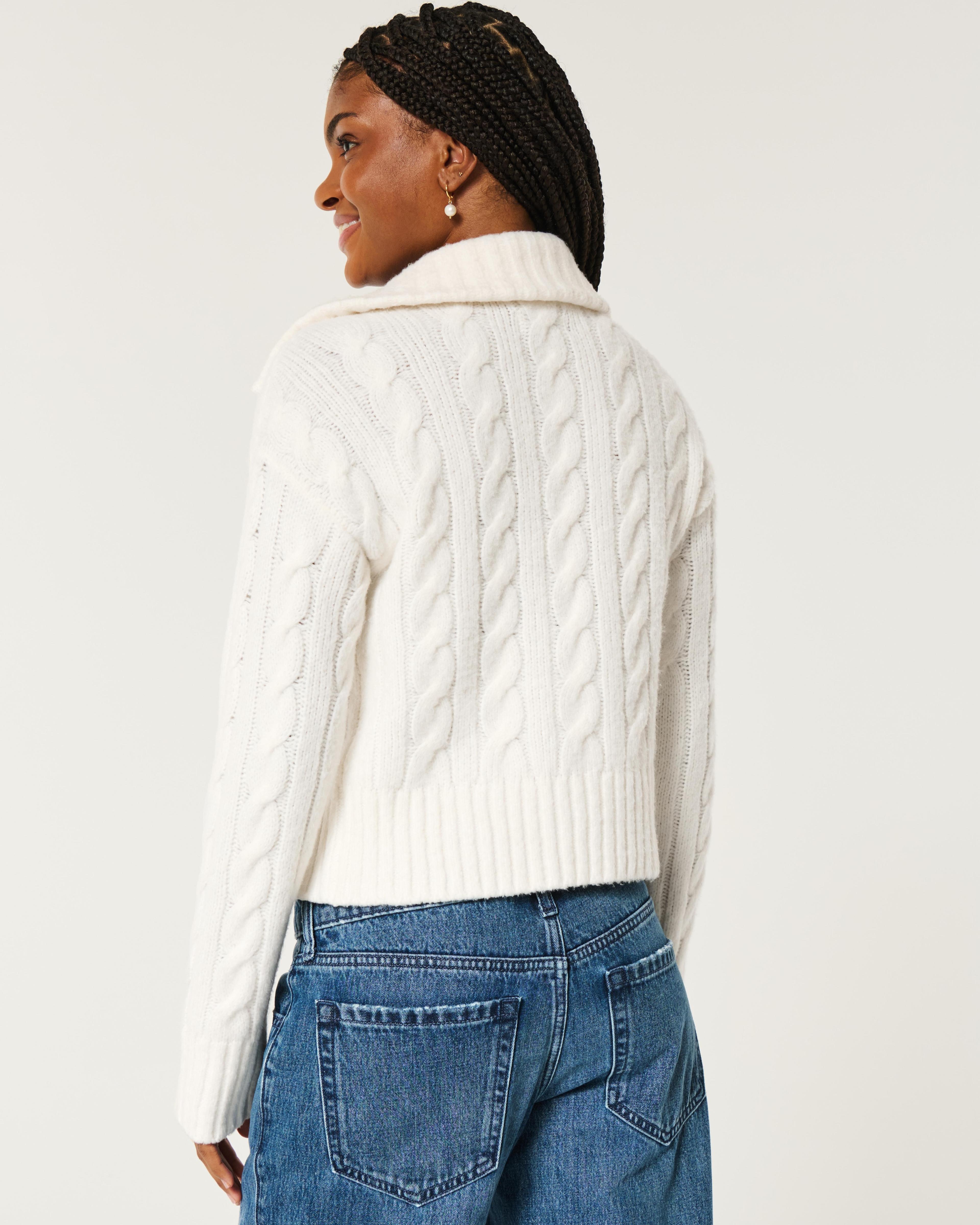 Hollister Comfy Cloud Zip-Up Cable-Knit Sweater Product Image