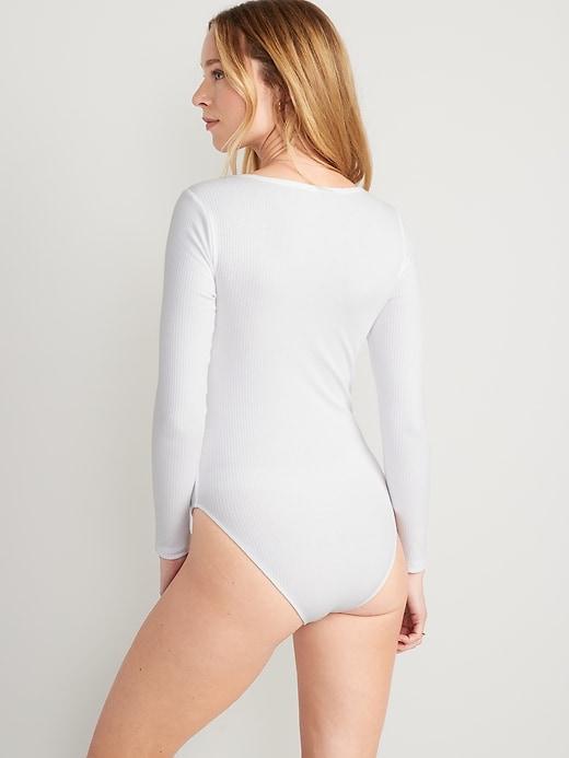 Long-Sleeve Rib-Knit Bodysuit Product Image