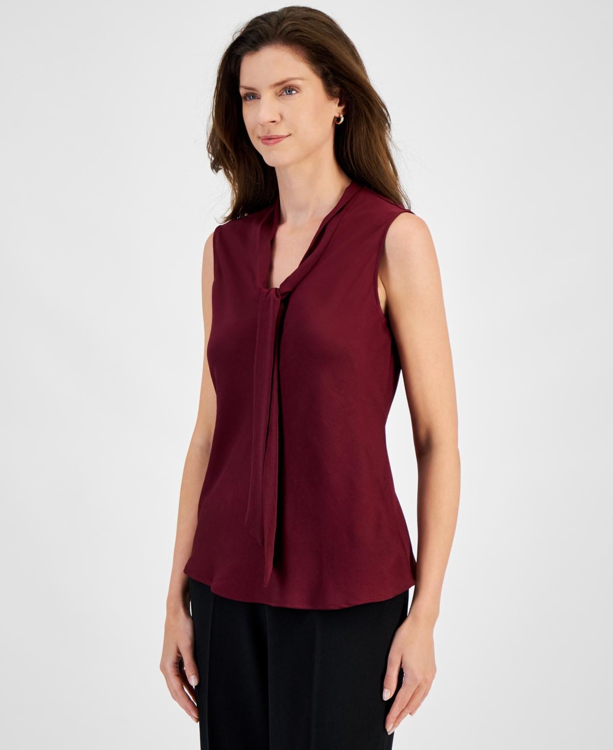 Kasper Womens Tie-Neck Sleeveless Top Product Image