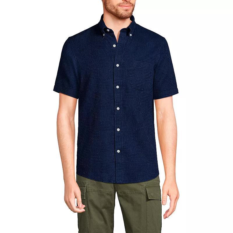 Big & Tall Lands End Traditional Fit Chambray Shirt, Mens Dark Blue Product Image