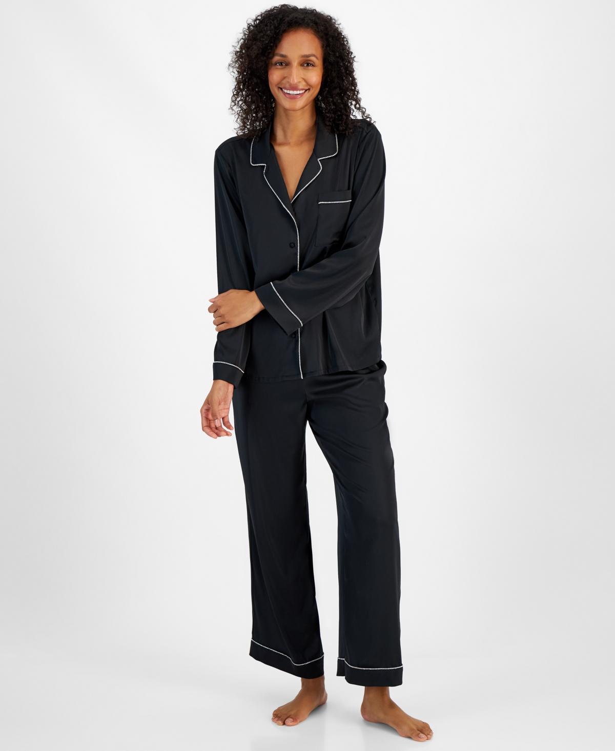 I.n.c. International Concepts Womens 2-Pc. Rhinestone-Trim Satin Pajamas Set, Created for Macys Product Image