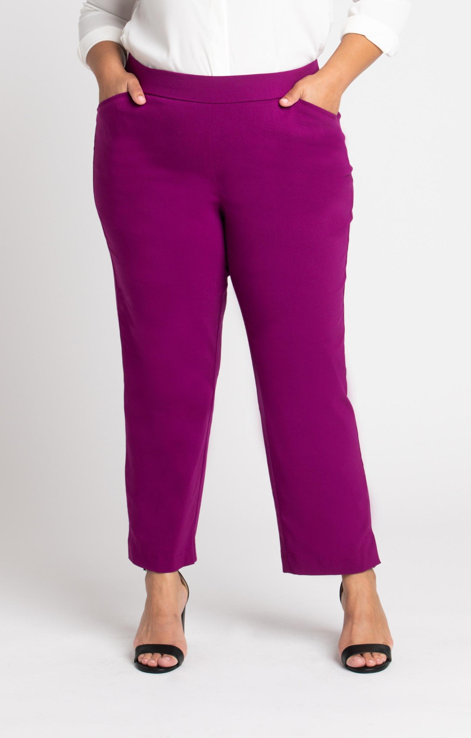 Roz & Ali™ Superstretch Magenta Pull On Ankle Pants - Plus Product Image