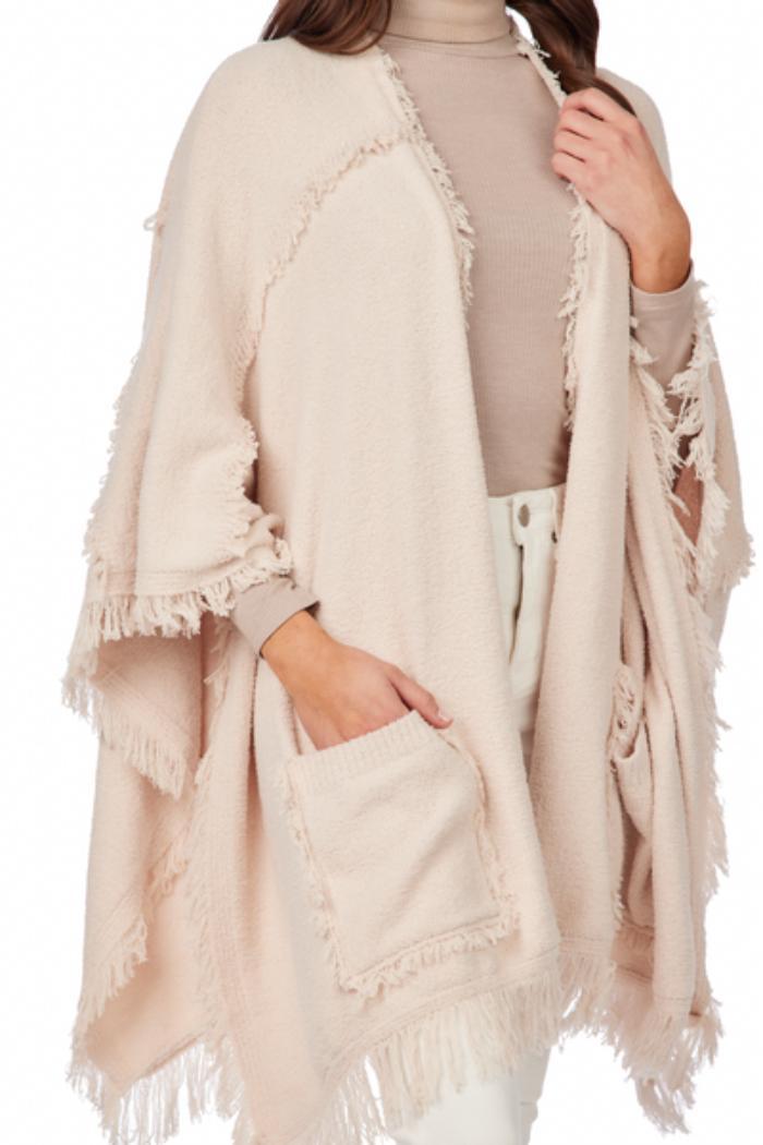 White Fringe Poncho Product Image