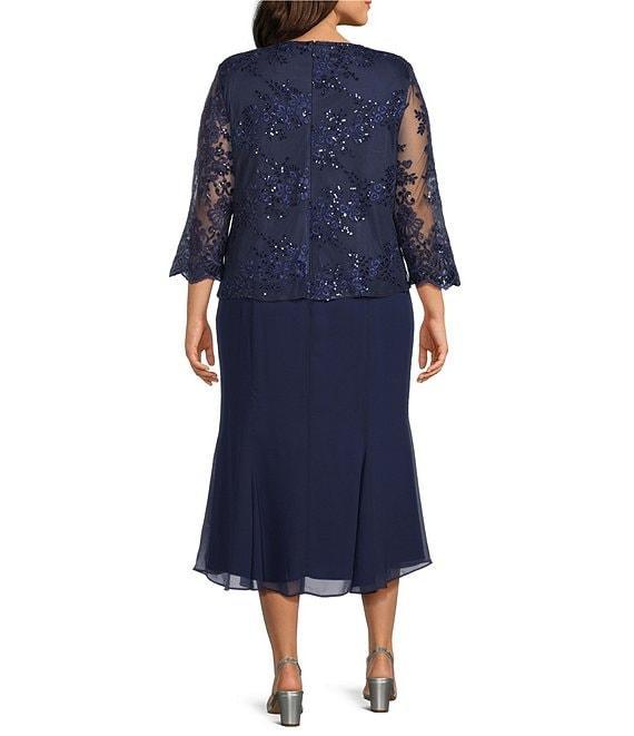 Alex Evenings Plus Size Stretch Tulle Chiffon Jacket Dress Product Image