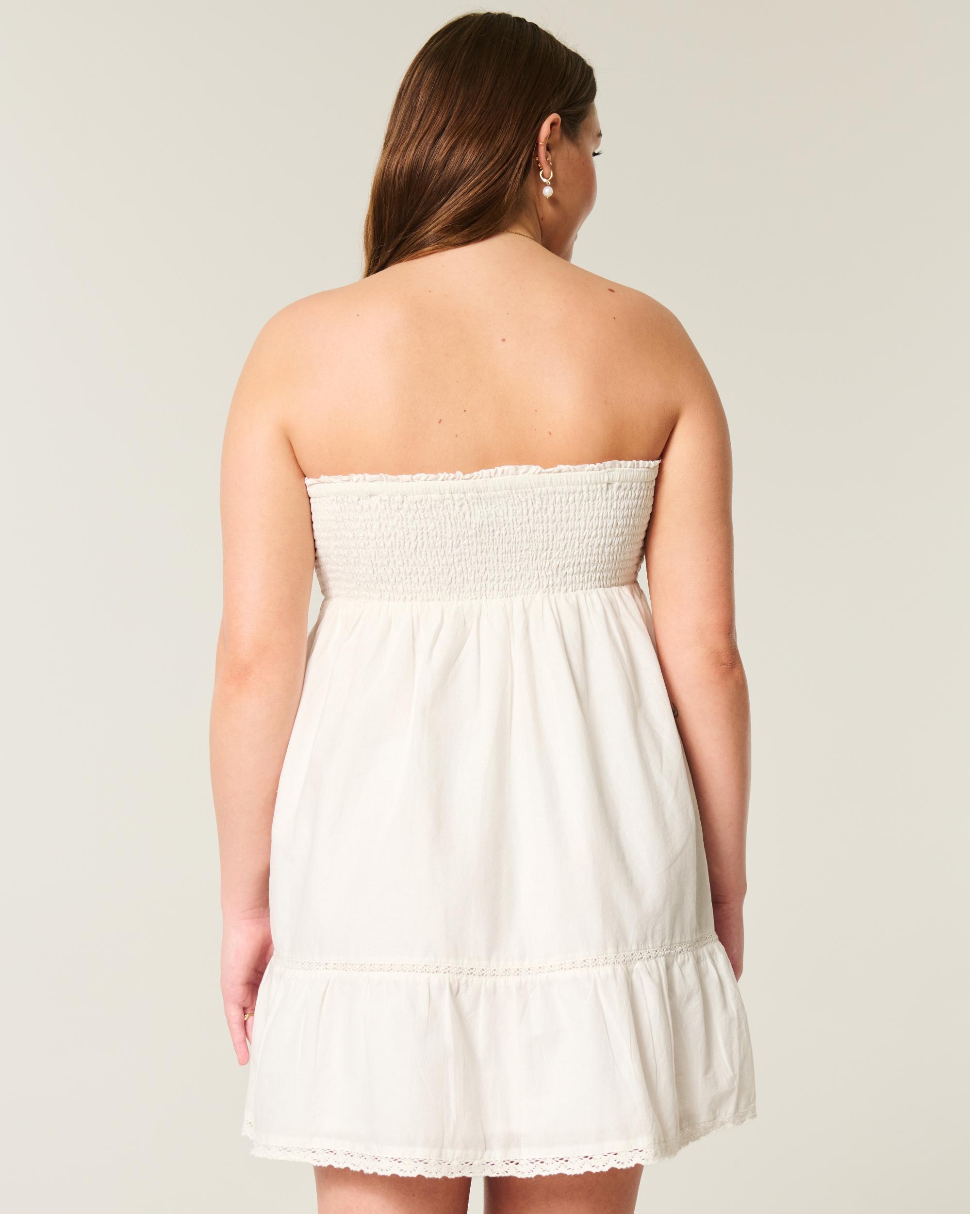 Strapless Embroidered Babydoll Dress Product Image