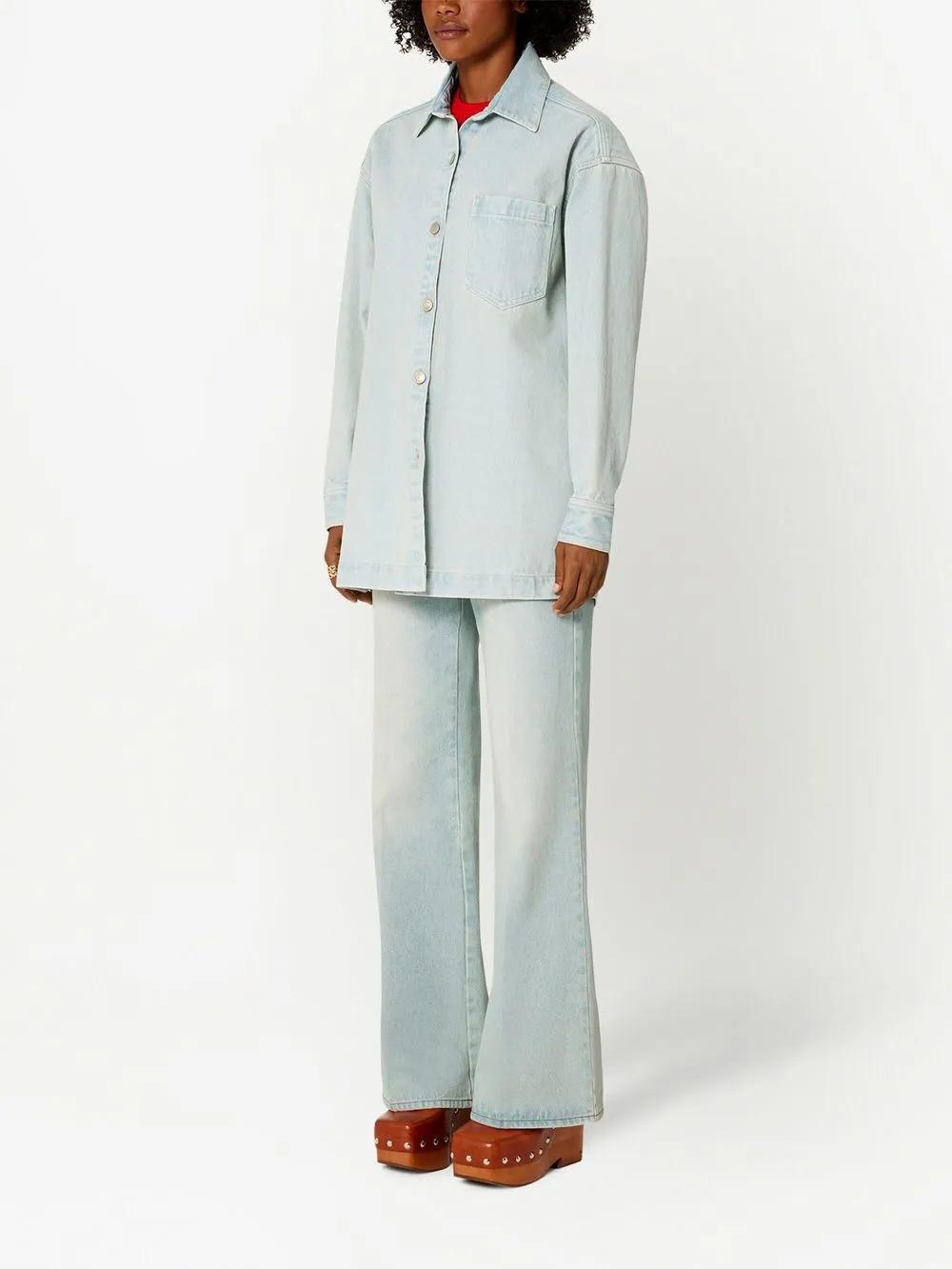 logo-print denim overshirt Product Image