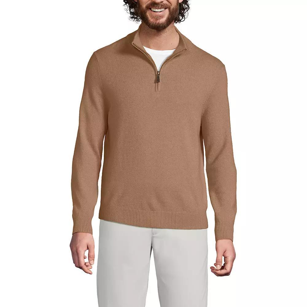 Men's Lands' End Cashmere Quarter-Zip Sweater,  Product Image