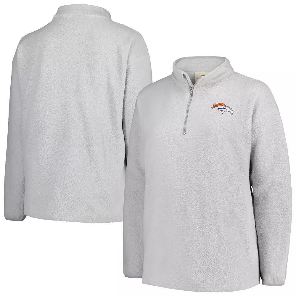 Women's Profile Gray Denver Broncos Plus Size Sherpa Quarter-Zip Jacket, Size: 2XL, Grey Product Image