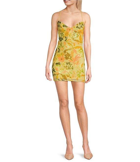 Lulus Iridescent Sequin Lace Up Mini Dress Product Image