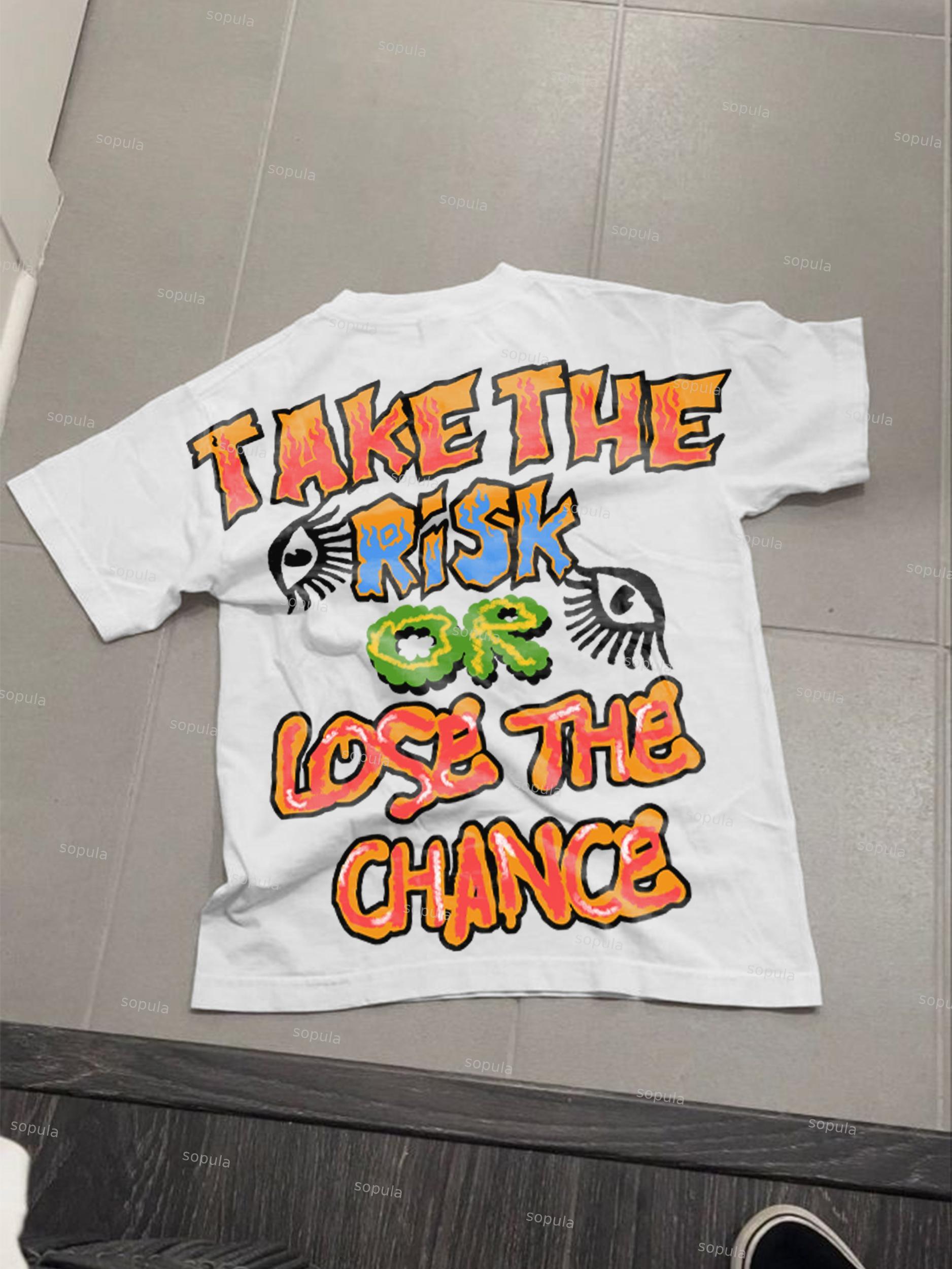 Sopula Take The Risk Or Lose The Chance Graphic Print Cotton T-Shirt Product Image