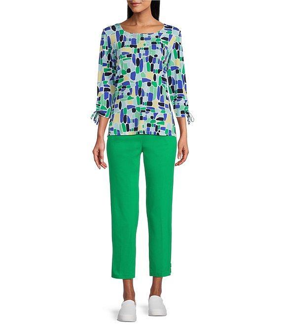 Allison Daley Lattice Hem Pull-On Straight Leg Cropped Pants Product Image