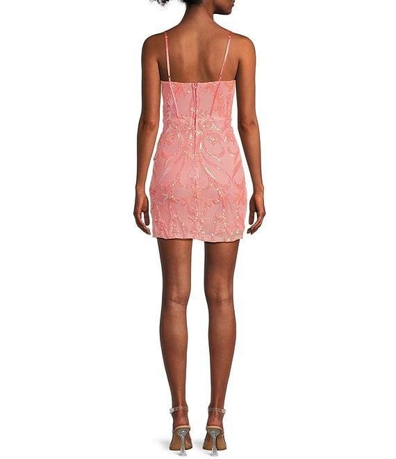 B. Darlin Sequin Sweetheart Neck Bustier Spaghetti Strap Fitted Dress Product Image