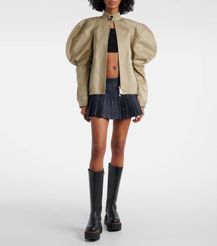 SACAI High Collar Puff Sleeves Side Pockets Jacket In Neutrals Product Image