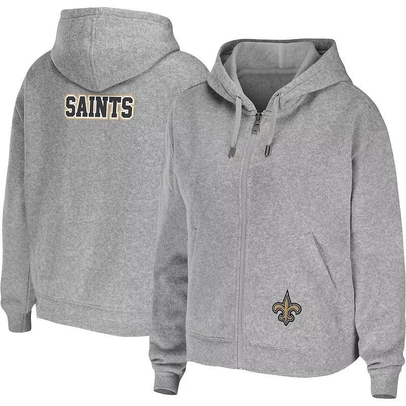 Womens WEAR by Erin Andrews Heathered Gray New Orleans Saints Team Full-Zip Hoodie Product Image