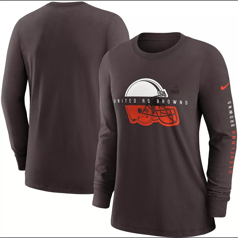 Women's Nike Brown Cleveland Browns Prime Split Long Sleeve T-Shirt, Size: XL Product Image
