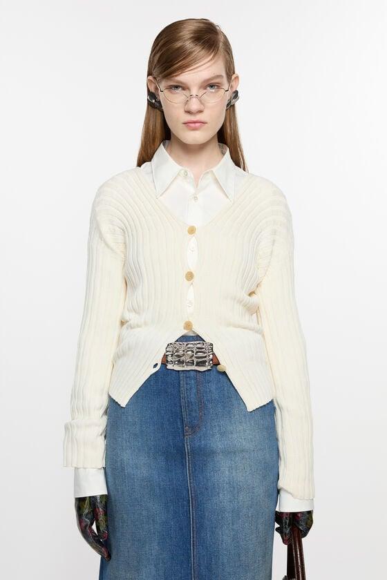 Button-up rib cardigan Product Image