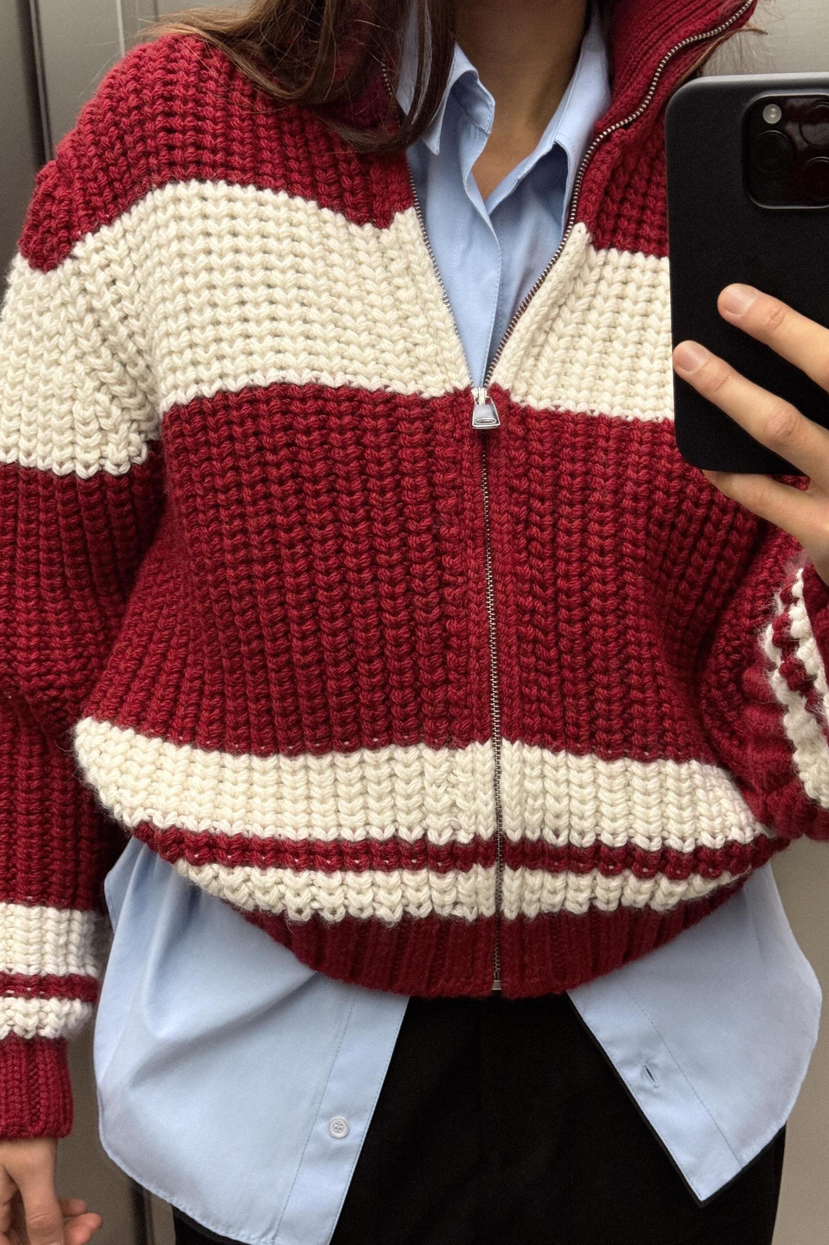 STRIPED KNIT CARDIGAN Product Image