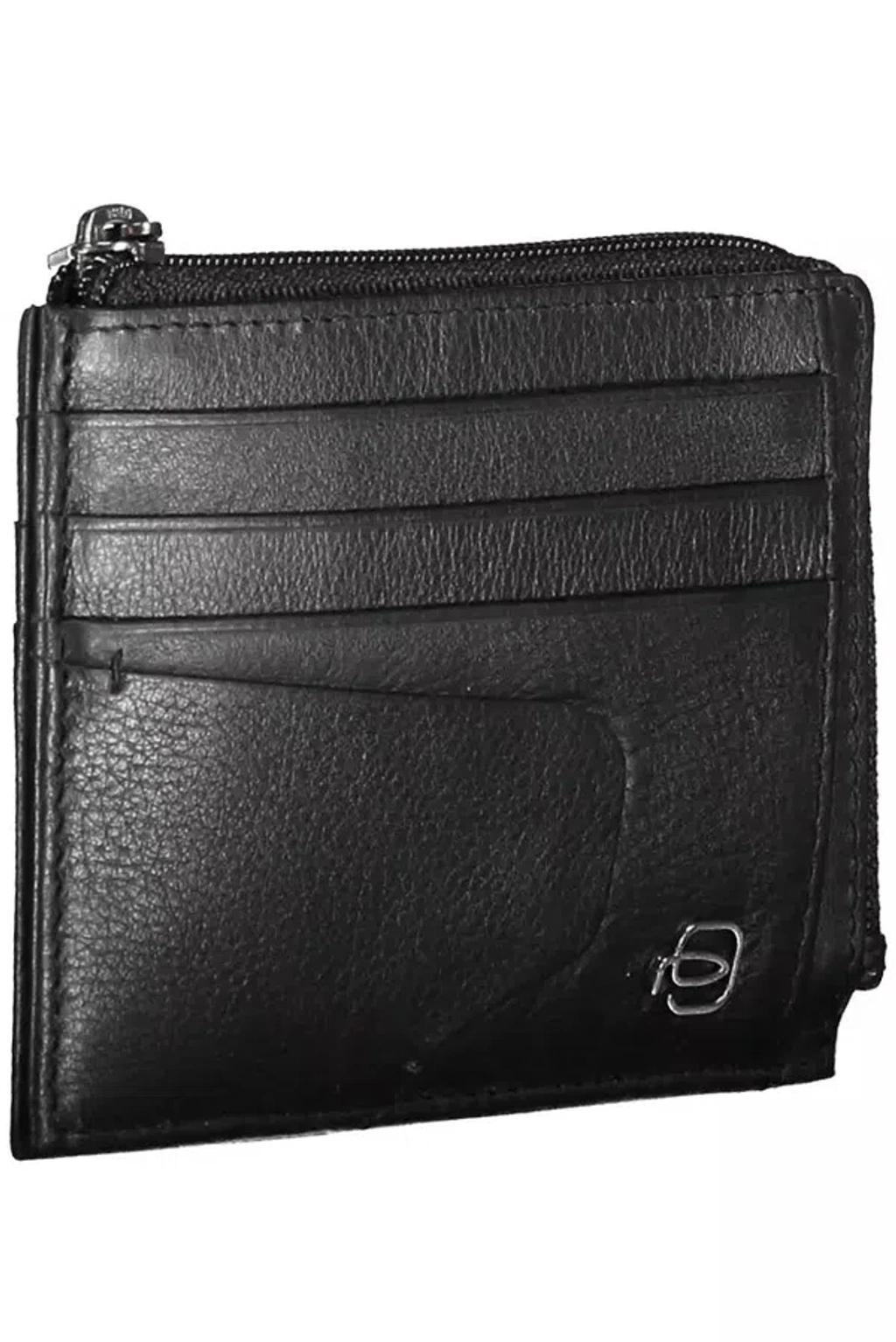 PIQUADRO Sleek Black Leather Card Holder With Rfid Blocker Product Image