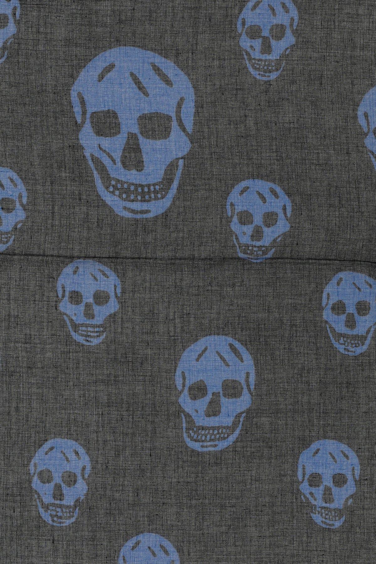 Biker Skull Silk Blend Scarf In Black Product Image