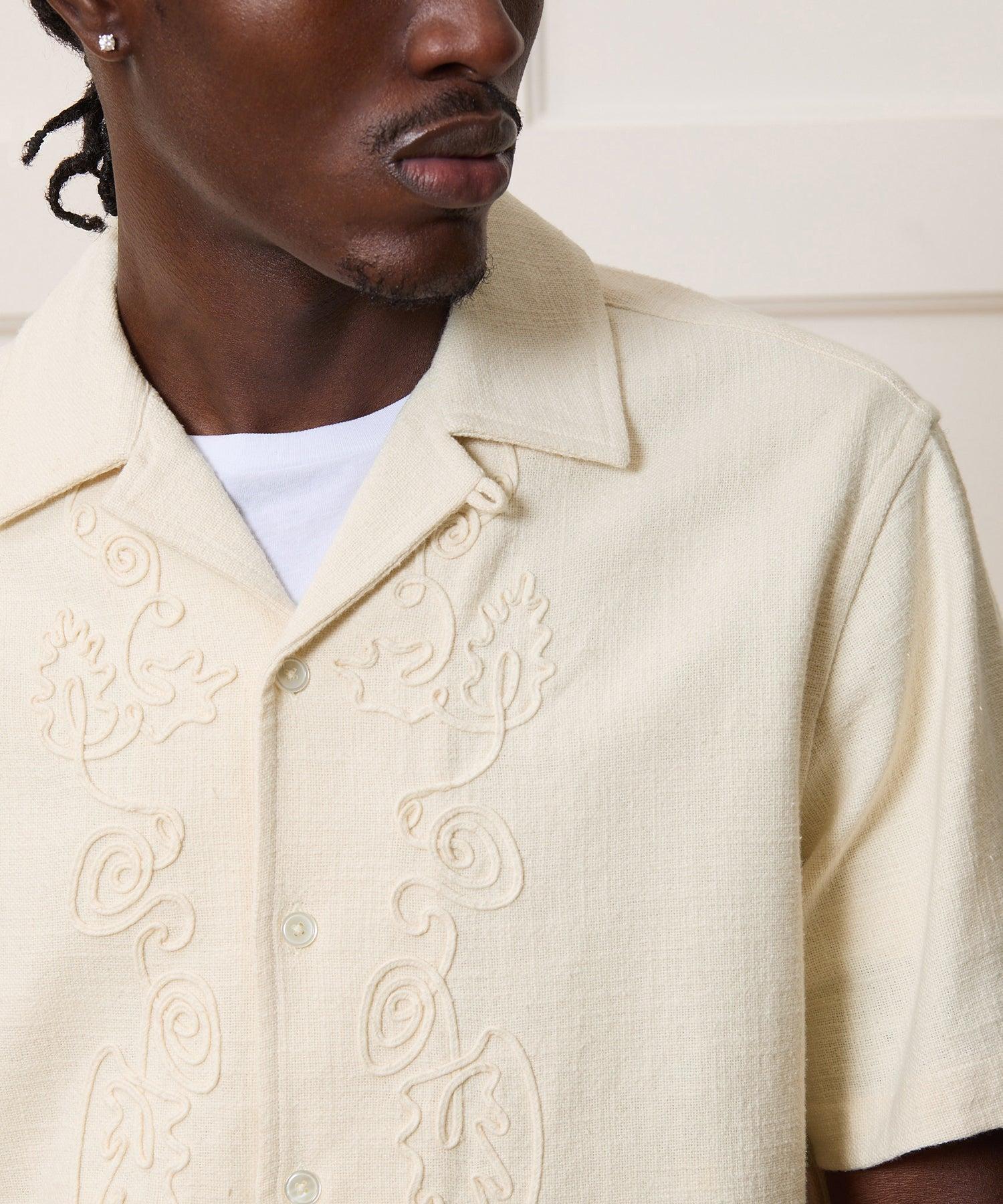 Cropped Cotton Camp Collar Shirt Product Image