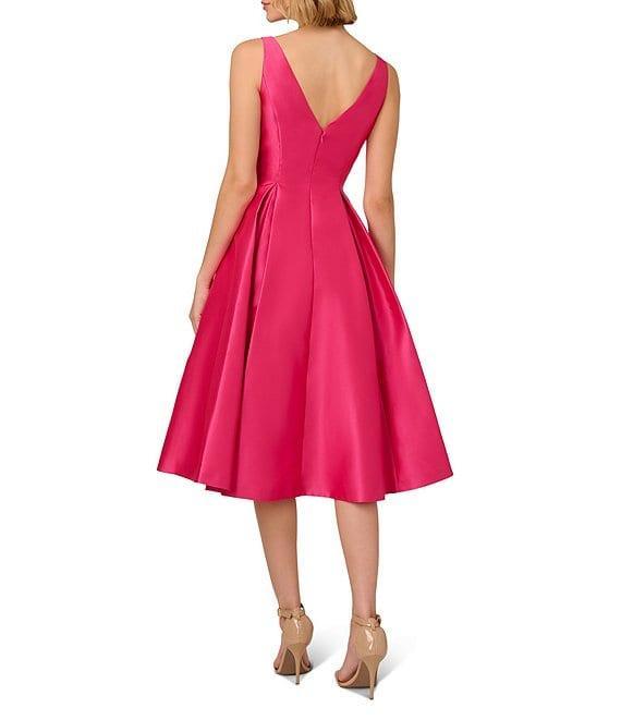 Adrianna Papell Boat Neck Sleeveless A-Line Taffeta Dress Product Image