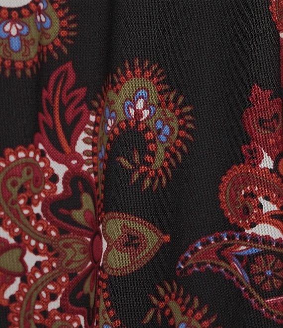 Intro Petite Size Intro Soft Mesh Jacobean Floral Mix Printed 3/4 Romantic Sleeve Top Product Image