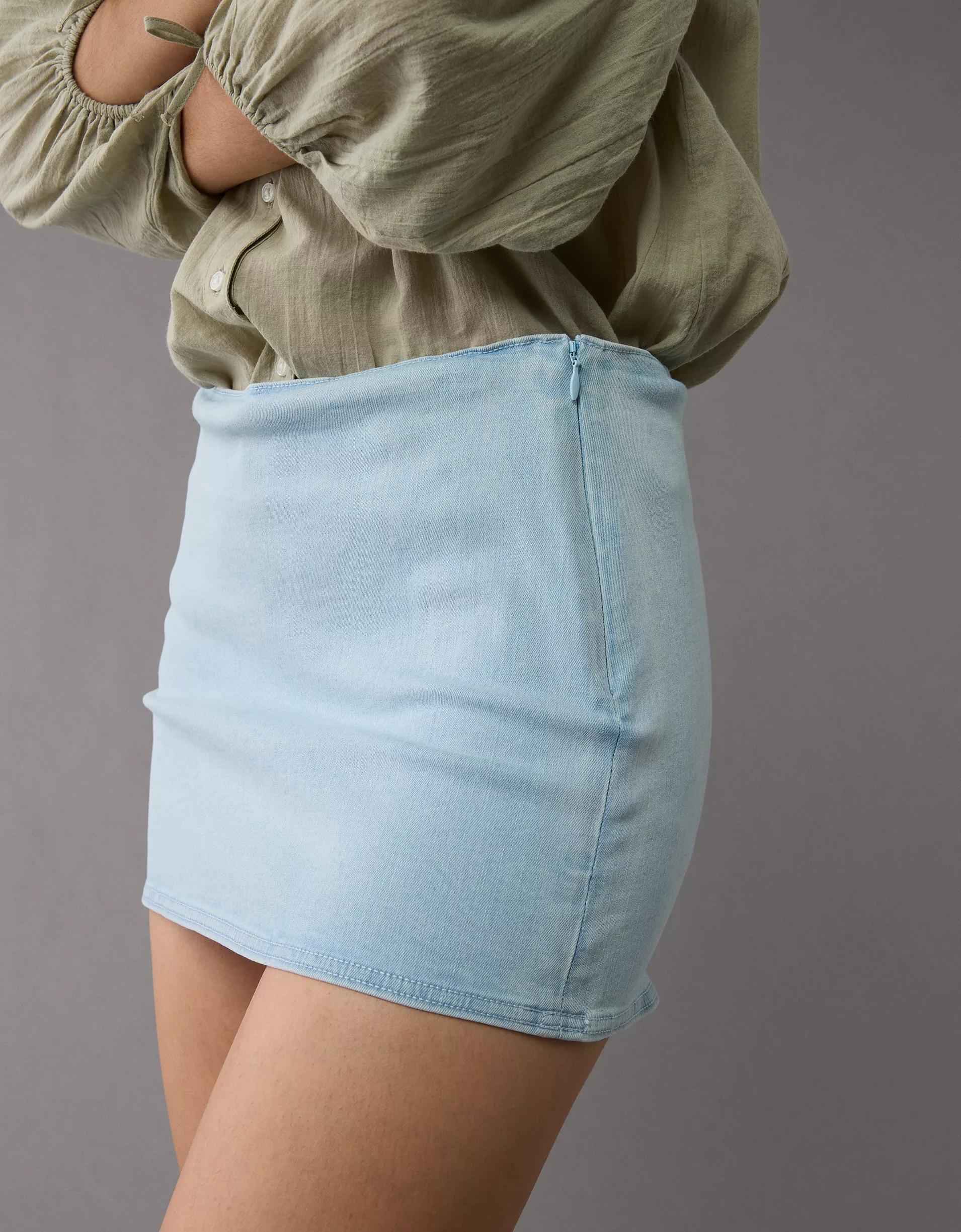 AE Next Level Low-Rise Denim Micro Skort Product Image