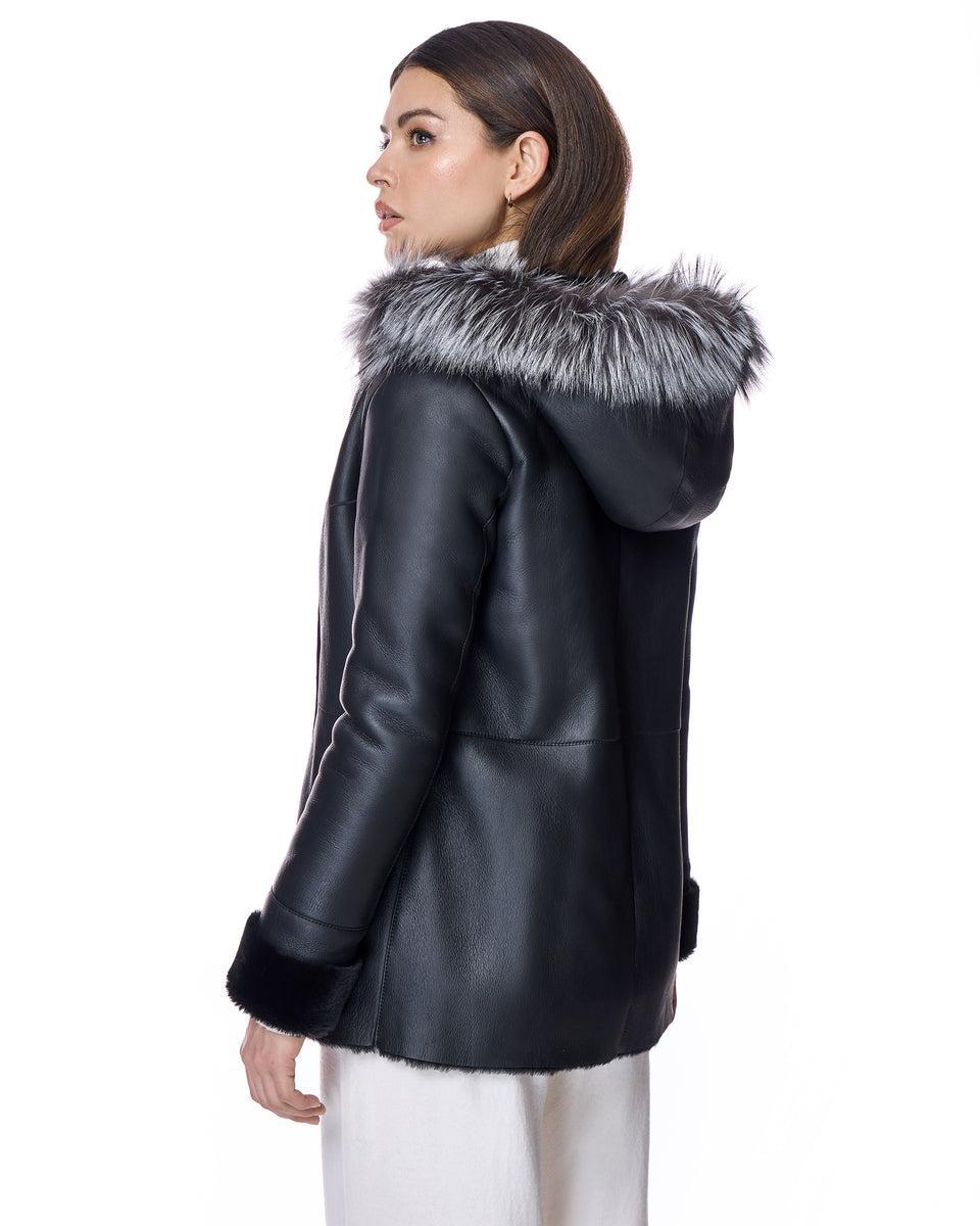 Shearling Lamb Jacket With Fox Trimmed Hood Product Image