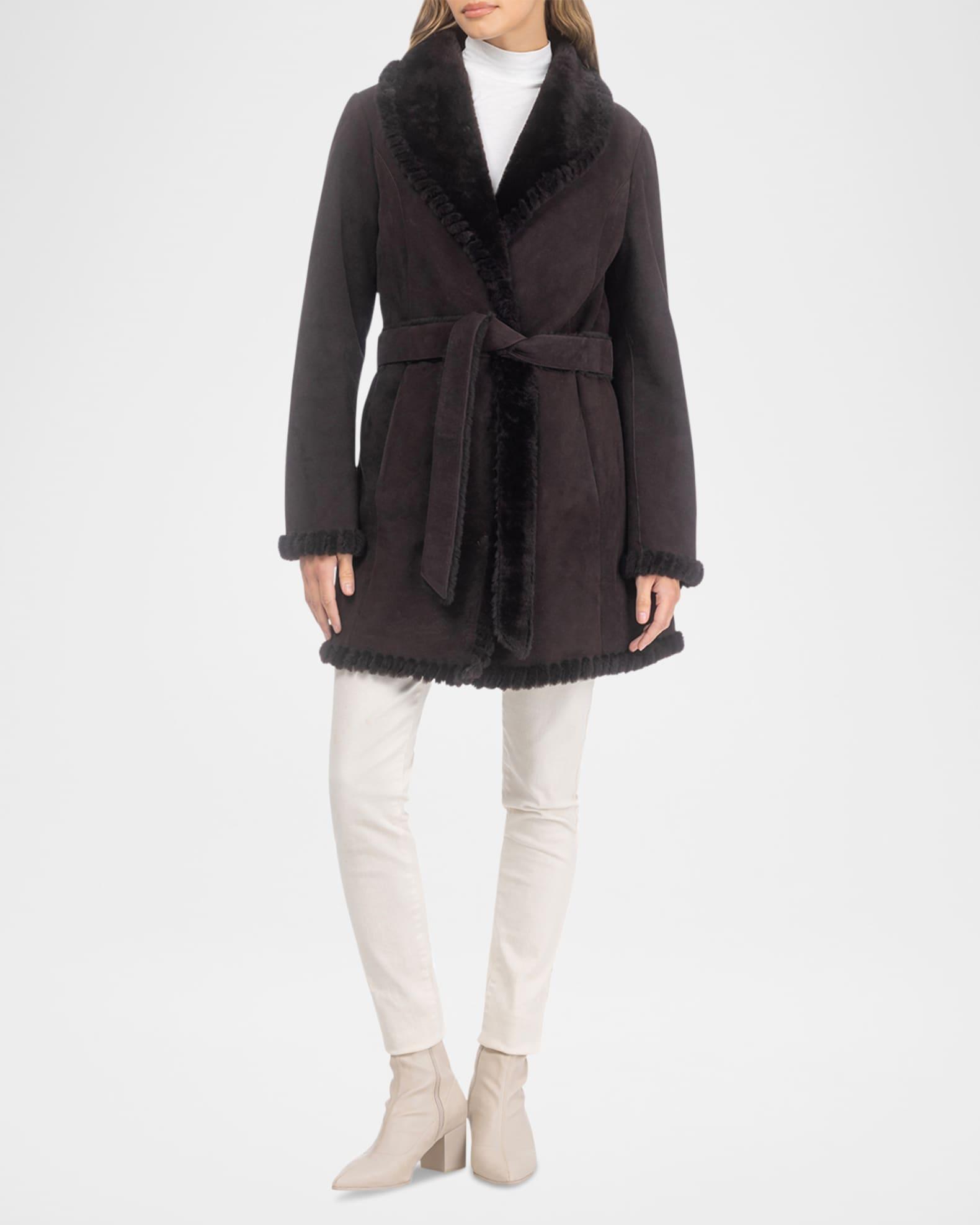 Merino Shearling Lamb Belted Stroller With Whipstitch Trim Product Image