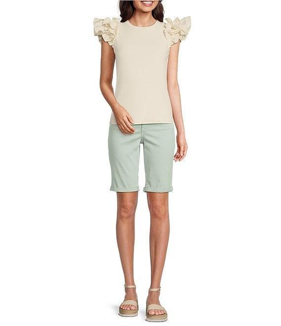 NYDJ Briella Rolled-Cuff Mid Rise Stretch Denim Bermuda Shorts Product Image