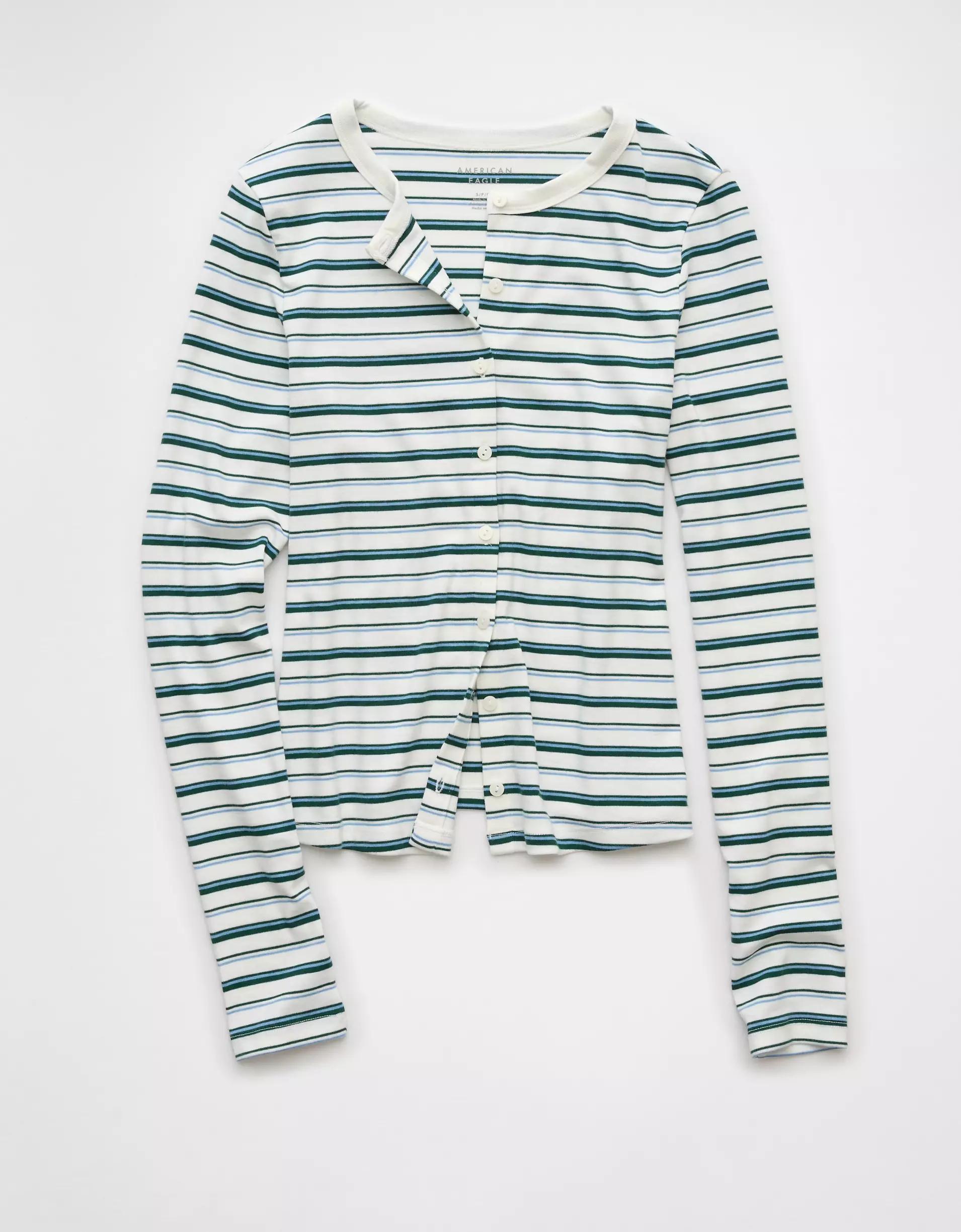 AE Long-Sleeve Button-Up T-Shirt Product Image