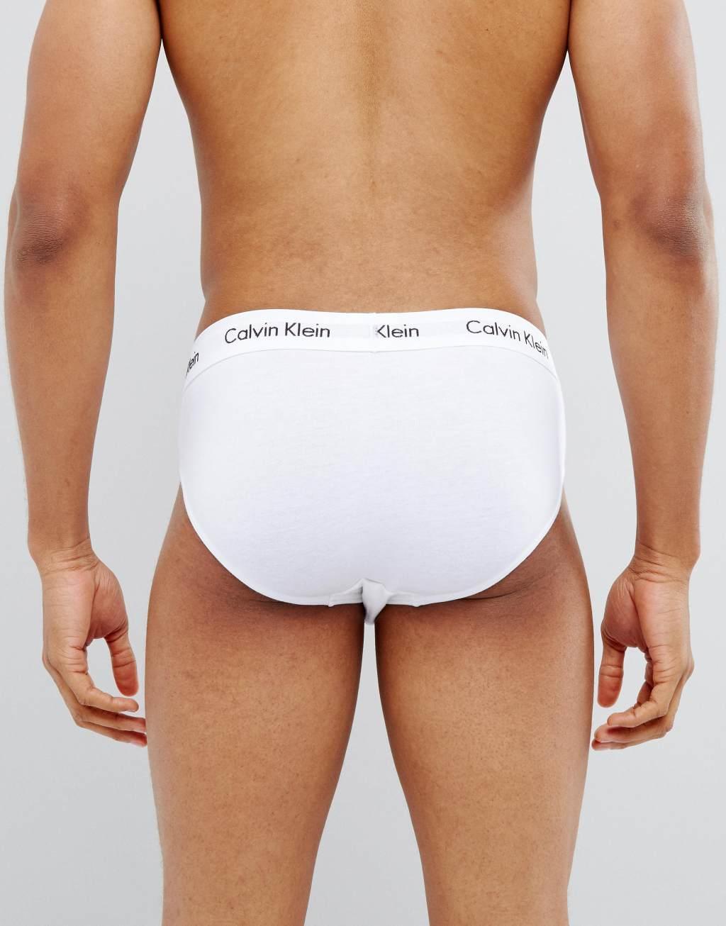 Calvin Klein Cotton Stretch 3-pack briefs in black, white and gray Product Image