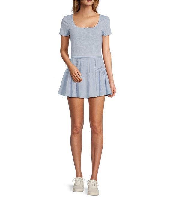 Chelsea & Violet Daisy Pointelle Slub Knit Scoop Neck Short Sleeve Tee Product Image