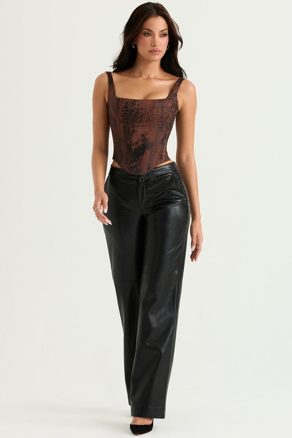 Omaira Black Vegan Leather Trousers Product Image