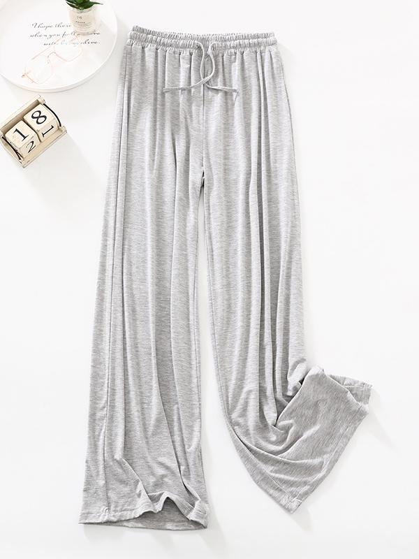High Waisted Loose Drawstring Elasticity Solid Color Casual Pants Bottoms Trousers Product Image